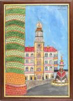 Fejes Imre (Emerik, 1904-1969): Salzburg. Vegyes technika, papír, jelzett, üvegezett fakeretben, 59×42 cm