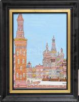 Fejes Imre (Emerik, 1904-1969): Moszkva. Tempera, papír, jelzett, üvegezett fakeretben, 42×30 cm