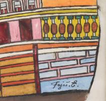 Fejes Imre (Emerik, 1904-1969): Belgrádi részlet. Tempera, papír, jelzett, üvegezett fakeretben, 35×...