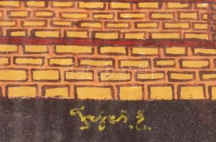 Fejes Imre (Emerik, 1904-1969): Keleti szent hely. Tempera, papír, jelzett, üvegezett fakeretben, 58...