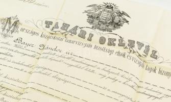 1910 Tanári oklevél pergamenre írva. Beöthy Zsolt irodalömtörténész aláírásával