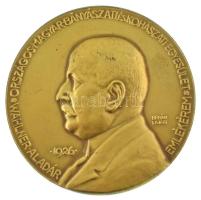 Berán Lajos (1882-1943) 1926. Wahlner Aladár emlékérem aranyozott, jelzett Ag kitüntető emlékérem, névre szóló tokban, a díjazott nevével az érme hátoldalán, a tokban még miniatűr bányász jelvény (63g/0.987/50mm) T:AU / Hungary 1926. Aladár Wahlner Medal gilt, hallmarked Ag medal in original awarding case, with the name of the decorated person, with a miniature mining badge (63g/0.987/50mm) C:AU  HP 1283.