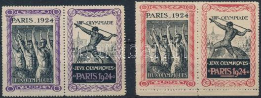 1924 Párizsi olimpia 4 klf levélzáró (bal oldali piroson betapadás) / Olympic labels (the red on the left side with gum disturbance)