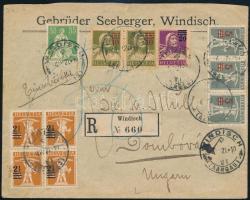 1921 Ajánlott levél 11 db bélyeggel Dombóvárra / Registered cover with 11 stamp