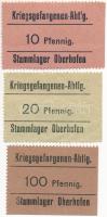 Német Birodalom / Oberhofen hadifogolytábor ~1914-1918. 10pf + 20pf + 100pf T:AU-F /  German Empire / Oberhofen POW Camp ~1914-1918. 10 Pfennig + 20 Pfennig + 100 Pfennig C:AU-F