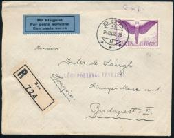 1936 Ajánlott légi levél Budapestre / Airmail registered cover