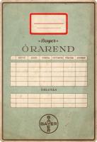 cca 1920 Órarend, hátoldalon Aszpirin reklámmal 17x25 cm