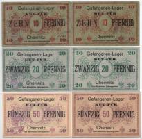 Német Birodalom / Chemnitz hadifogolytábor ~1914-1918. 1pf - 1M (11xklf), közte bélyegzéssel és bély...