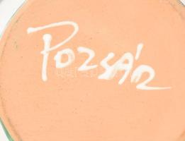 Pozsár Lajos: Virágos váza. Mázas kerámia, jelzett, hibátlan. 21 cm