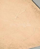 C G. jelzéssel: Retro eozin mázas design kancsóváza. Kézzel festett, jelzett, száján egy minimális m...