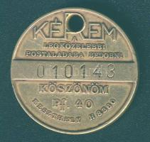 1930-as évek Keszthely kulcsbárca "Biztonság-nyilvántartott kulcs" T:2/3