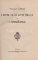 Császár Elemér:
A magyar irodalmi kritika története a szabadságharcig.
Budapest, 1925. Pátria Irod...
