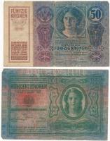 1912. 100K piros "MAGYARORSZÁG" körbélyegzővel + 1914. 50K piros "MAGYARORSZÁG" ...