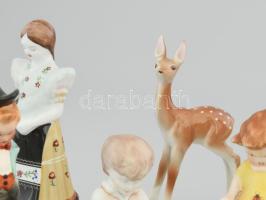 10 db porcelán figura: Hollóházi, Kőbányai, Aquincum. Kézzel festettek jelzettek, minimális kopással...