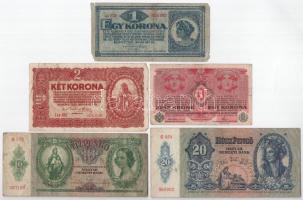 9db-os vegyes pengő és korona bankjegy tétel, közte 1945. 50P T:F,VG