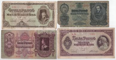 9db-os vegyes pengő és korona bankjegy tétel, közte 1945. 50P T:F,VG
