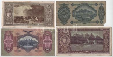 9db-os vegyes pengő és korona bankjegy tétel, közte 1945. 50P T:F,VG