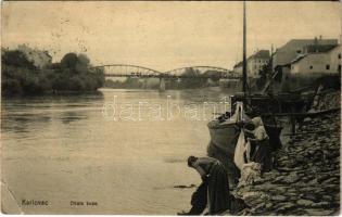 1910 Károlyváros, Karlovac; Obala kupe / mosóasszonyok a folyóparton / washing in the river (Rb)