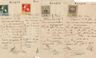 1903-1917 4 db nyugta okmánybélyeggel