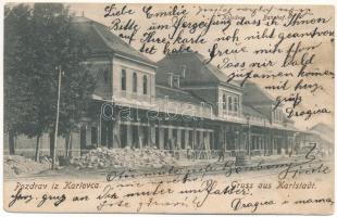 1904 Károlyváros, Karlovac, Karlstadt; Kolodvor / Bahnhof / railway station / vasútállomás (EK)