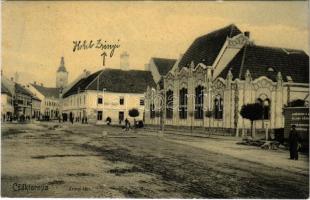 1910 Csáktornya, Cakovec; Zrínyi tér és szálloda. Fischel Fülöp (Strausz Sándor) kiadása / hotel and square