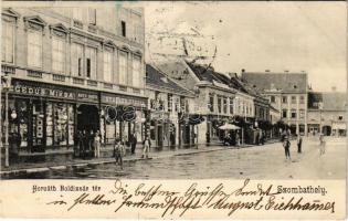 1905 Szombathely, Horváth Boldizsár tér, Hegedűs Miksa (Frankl és Ledofsky utóda), Mayer Sándor mechanikus, Stauber Sándor, Hodossy Testvérek és Krausz üzlete (szakadás / tear)