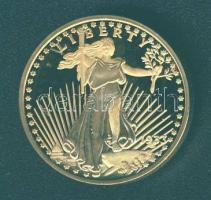 USA 1973. 20$ Au "Liberty" aranyozott fém utánverete eredeti plasztik tokban T:PP