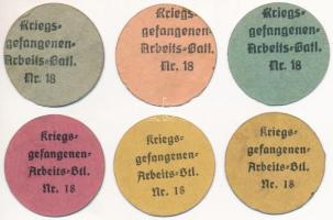 Német Birodalom / 18. hadifogoly munkazászlóalj ~1914-1918. 1pf - 50pf (6x) T:AU,XF /
German Empire...
