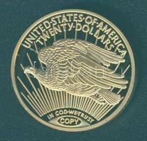 USA 1973. 20$ Au "Liberty" aranyozott fém utánverete eredeti plasztik tokban T:PP