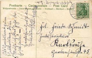 Herzlichen Glückwunsch zum Geburtstage / Birthday greeting art postcard with automobile and roses. F...