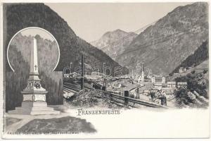 Fortezza, Franzensfeste (Südtirol); Krieger Denkmal in der Sachsenklemme / military heroes monument, railway tracks. Gregor Fischer Art Nouveau, litho (EK)