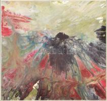 Nyáry Éva (1946-): Óz a csodák csodája. Olaj, karton, 21x20 cm Üvegezett keretben Hátoldalán autográf felirattal és pecséttel.