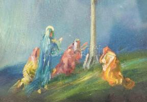 Gyügyei Nagy Zsigmond (1872-1932): Krisztus a keresztfán. Olaj, papír, jelzett, üvegezett fakeretben...