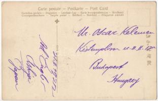 1924 Kobe, Motomachi Sanchome / street view, shops, Sakaeya & Co. Old Stamps & Postcards (EK...