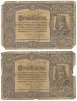 1920. 50K (2x) &quot;Orell Füssli Zürich&quot; nyomdahely jelöléssel T:VG,G anyaghiány Adamo K25