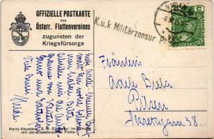 1915 SMS Zenta im Kampfe mit der französischen Flotte. K.u.K. Kriegsmarine. Offizielle Postkarte des...