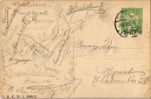 1910 Krampusz úriember - dombornyomott / Krampus gentleman - embossed. B.K.W.I. 2840/II. (ragasztóny...