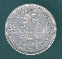 Ceylon 1917. 50c Ag T:3 kis ph