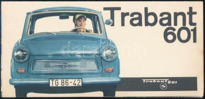 1964 Trabant 601, színes képekkel illusztrált, magyar nyelvű ismertető prospektus, kihajtva: 28,5x20 cm