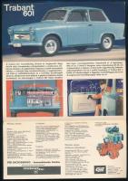 1964 Trabant 601, színes képekkel illusztrált, magyar nyelvű ismertető prospektus, kihajtva: 28,5x20...