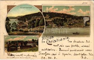 1899 (Vorläufer) Oslo, Christiania, Kristiania; Nordstrand Bad, Grevsens Sanatorium. Mitter & Roloff Art Nouveau, litho (EB)