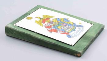 Református címer zománctábla, fa lapon, 16x12 cm