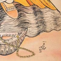 Keleti bölcs. Bőrkép, keretezve, teljes méret 41x31 cm