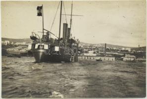 1900 Az Osztrák-magyar haditengerészet S.M.S. Panther hadihajója Triestben fotó 14x9 cm / k.u.k. navy S.M.S. Panther in Trieste 14x9 cm