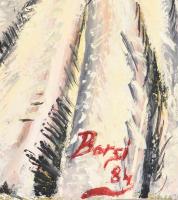 Borsi 84 jelzéssel: Csendélet pipával. Olaj, fa. 88,5x42 cm