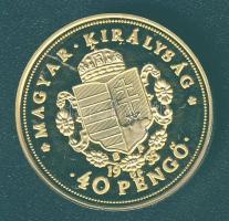 1935. 40P Au aranyozott Ag utánverete 5,5g T:PP Csak 2000 db!