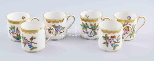 Herendi 6 darab Viktória mintás csésze. Jelzett, hibátlan, m: 5,5 cm