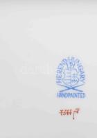 Herendi Indiai kosár purpur mintás fonatos kínáló. Jelzett, hibátlan, 15,5x15,5 cm