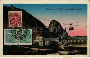 1922 Rio de Janeiro, Caminho Aereo, Pao d&#039;Assucar / aerial tramway, automobiles (glue marks)