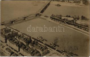 1920 Budapest XIII. Margitsziget a Margit híddal. Magyar Aeroforgalmi Részvénytársaság légi felvétele. Repülőposta / aerial photo + "LÉGIPOSTA MEGNYITÁS RÁKOSI REPÜLŐNAP 1920. NOV. 7." So. Stpl. (fl)